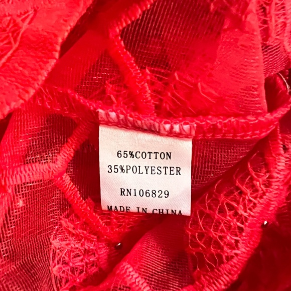 # A032 N BY NANCY Romantic Vibe Red puffy sleeves Vintage top NWT XL - Picture 6 of 12